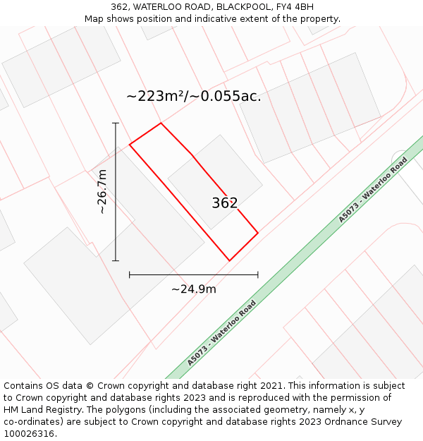 362, WATERLOO ROAD, BLACKPOOL, FY4 4BH: Plot and title map