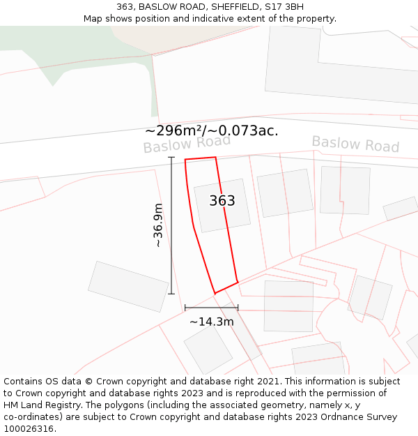 363, BASLOW ROAD, SHEFFIELD, S17 3BH: Plot and title map