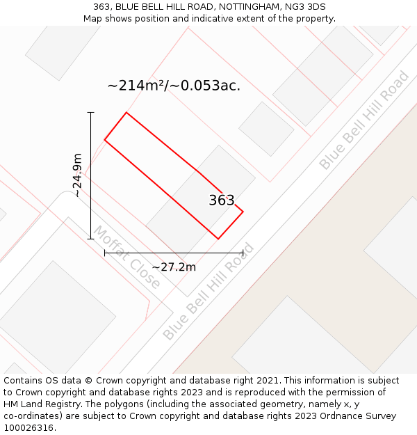 363, BLUE BELL HILL ROAD, NOTTINGHAM, NG3 3DS: Plot and title map