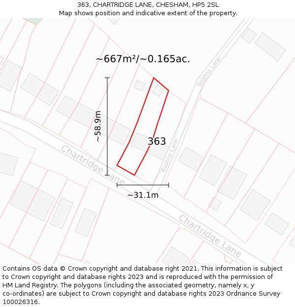 363, CHARTRIDGE LANE, CHESHAM, HP5 2SL: Plot and title map