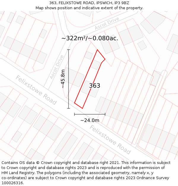 363, FELIXSTOWE ROAD, IPSWICH, IP3 9BZ: Plot and title map