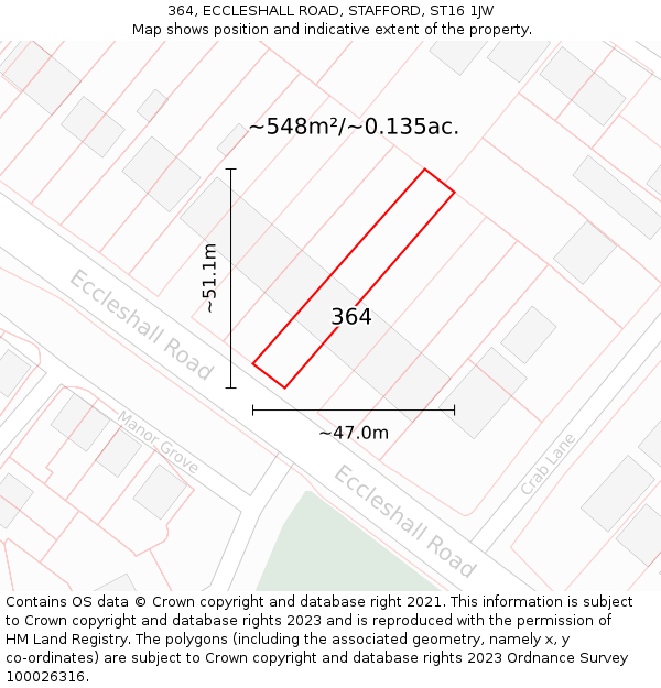 364, ECCLESHALL ROAD, STAFFORD, ST16 1JW: Plot and title map