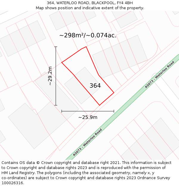 364, WATERLOO ROAD, BLACKPOOL, FY4 4BH: Plot and title map