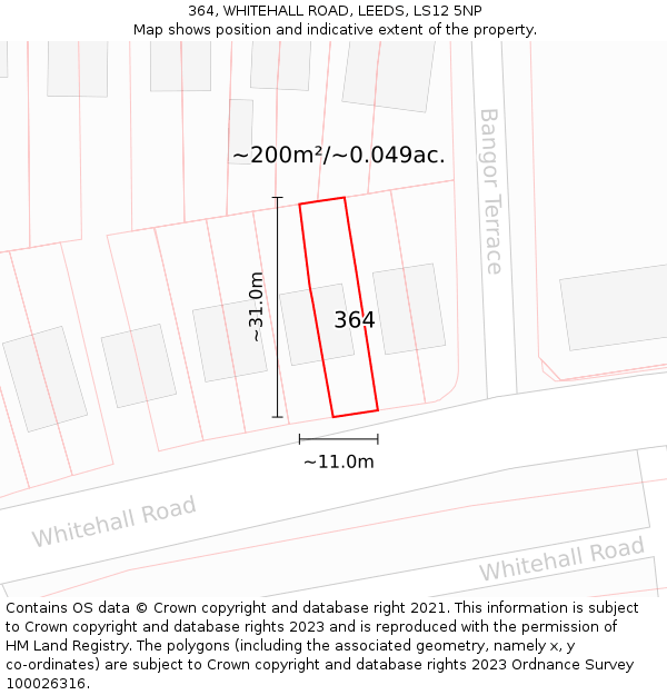364, WHITEHALL ROAD, LEEDS, LS12 5NP: Plot and title map