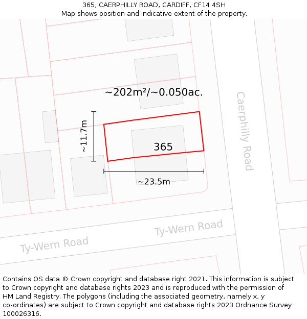 365, CAERPHILLY ROAD, CARDIFF, CF14 4SH: Plot and title map