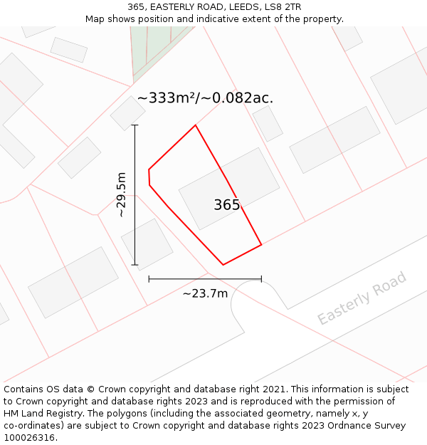 365, EASTERLY ROAD, LEEDS, LS8 2TR: Plot and title map