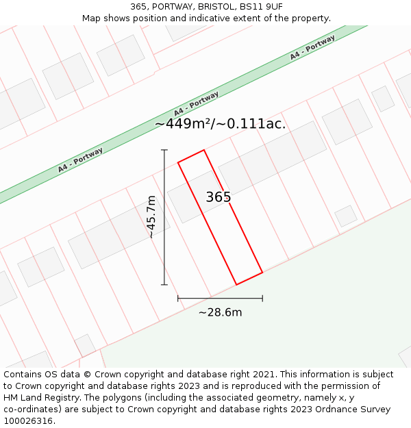 365, PORTWAY, BRISTOL, BS11 9UF: Plot and title map