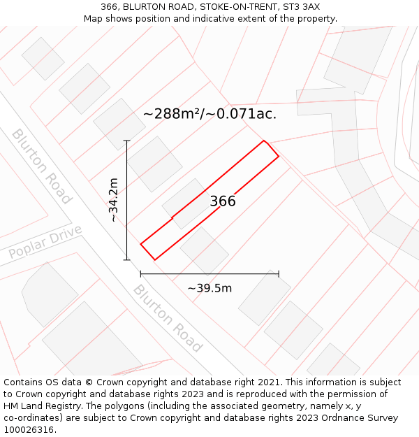 366, BLURTON ROAD, STOKE-ON-TRENT, ST3 3AX: Plot and title map