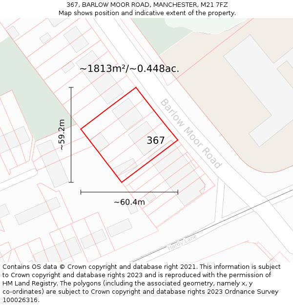 367, BARLOW MOOR ROAD, MANCHESTER, M21 7FZ: Plot and title map