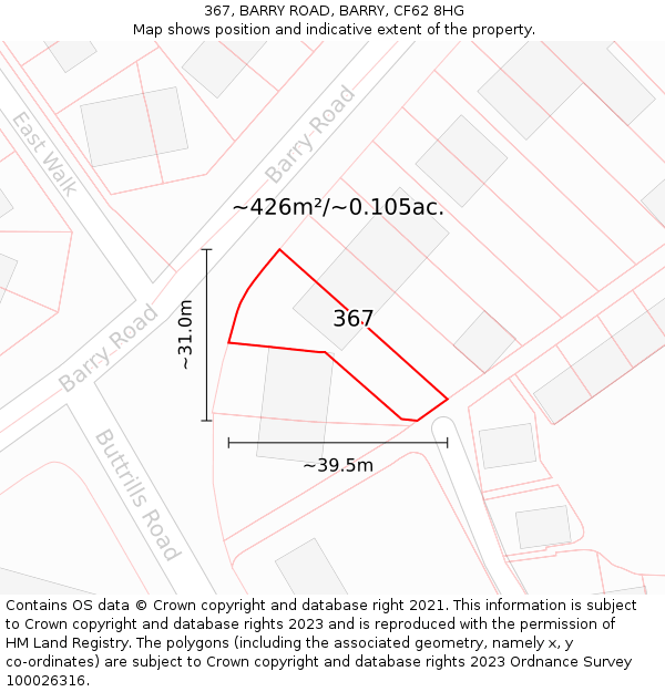367, BARRY ROAD, BARRY, CF62 8HG: Plot and title map