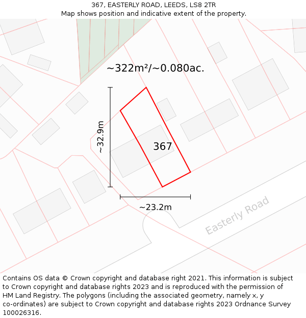 367, EASTERLY ROAD, LEEDS, LS8 2TR: Plot and title map