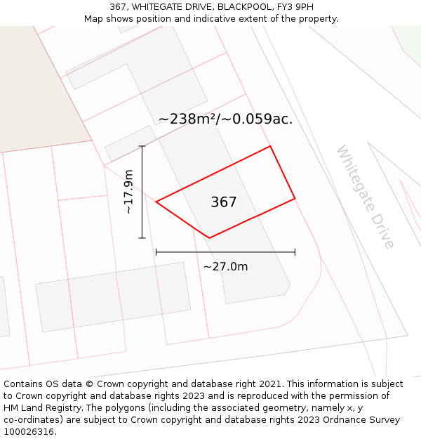 367, WHITEGATE DRIVE, BLACKPOOL, FY3 9PH: Plot and title map
