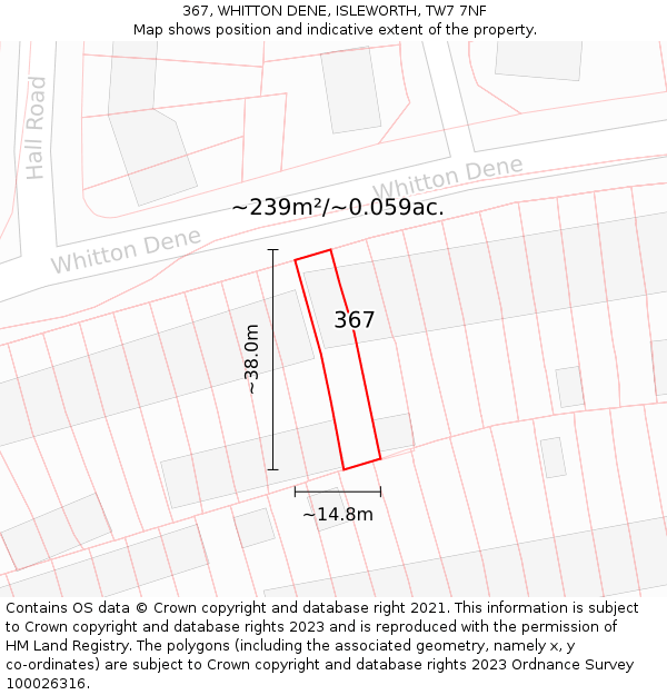 367, WHITTON DENE, ISLEWORTH, TW7 7NF: Plot and title map