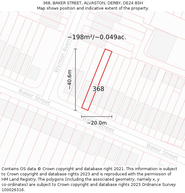 368, BAKER STREET, ALVASTON, DERBY, DE24 8SH: Plot and title map