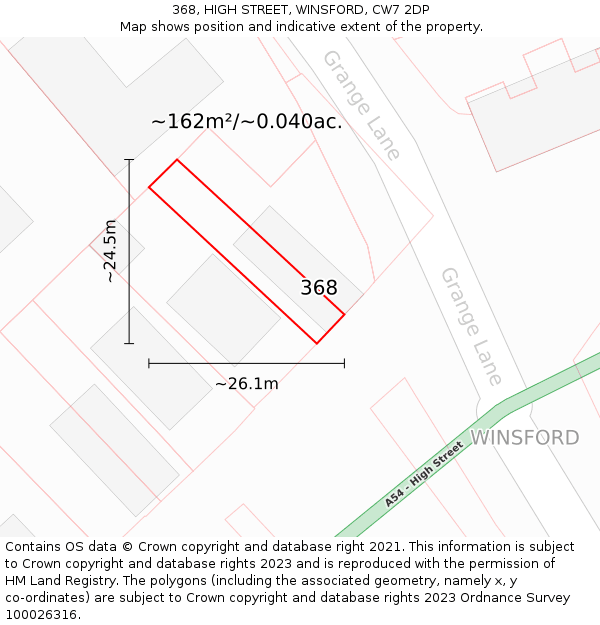 368, HIGH STREET, WINSFORD, CW7 2DP: Plot and title map