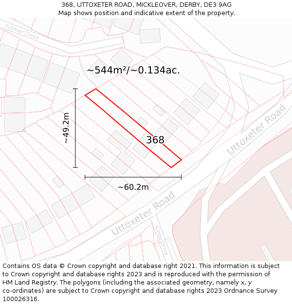 368, UTTOXETER ROAD, MICKLEOVER, DERBY, DE3 9AG: Plot and title map