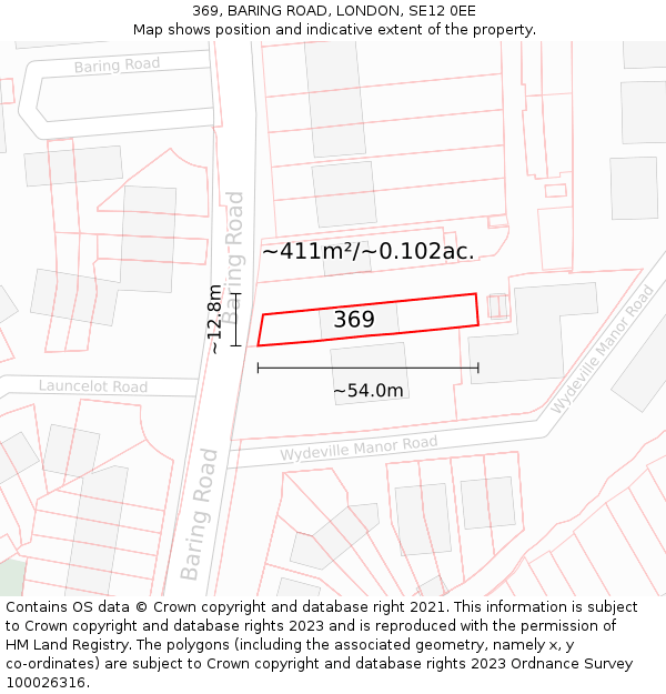 369, BARING ROAD, LONDON, SE12 0EE: Plot and title map