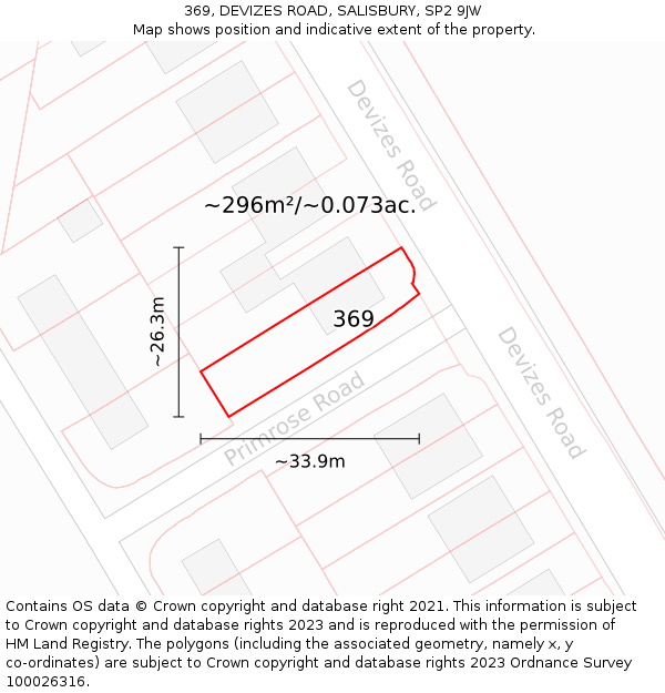 369, DEVIZES ROAD, SALISBURY, SP2 9JW: Plot and title map