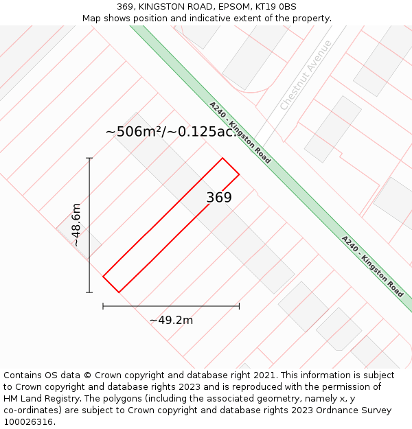 369, KINGSTON ROAD, EPSOM, KT19 0BS: Plot and title map
