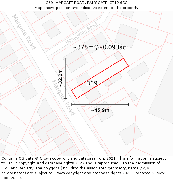 369, MARGATE ROAD, RAMSGATE, CT12 6SG: Plot and title map