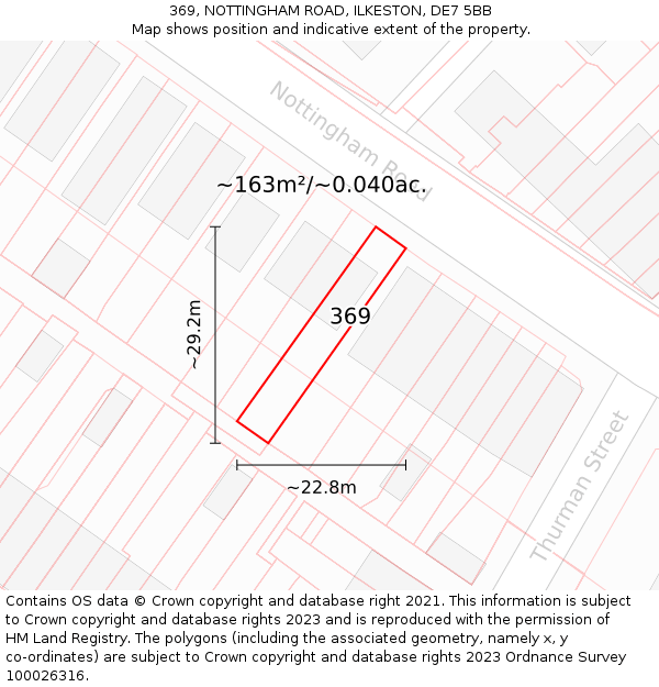 369, NOTTINGHAM ROAD, ILKESTON, DE7 5BB: Plot and title map