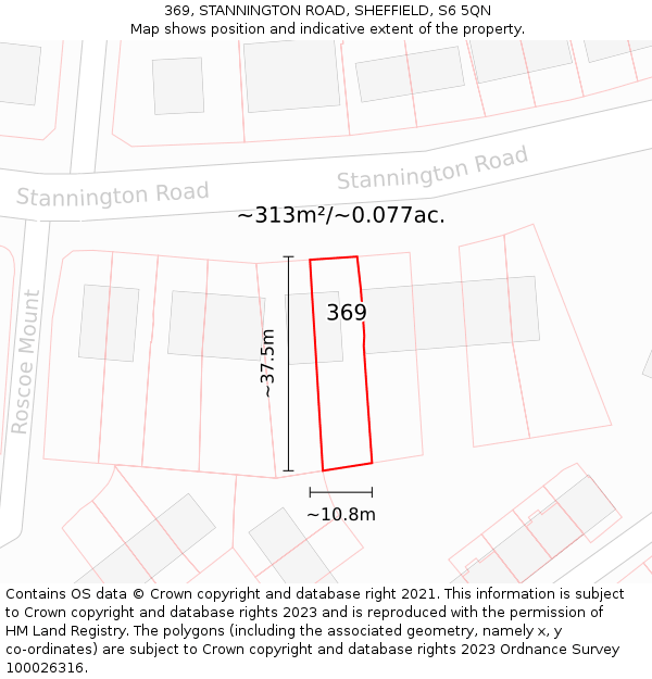 369, STANNINGTON ROAD, SHEFFIELD, S6 5QN: Plot and title map