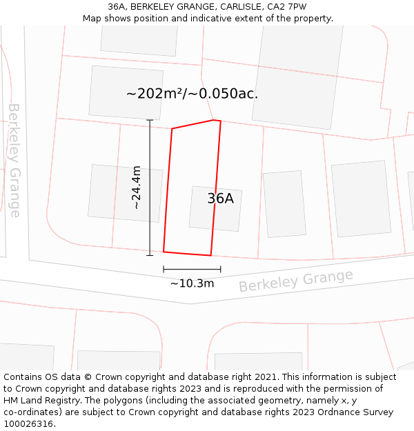 36A, BERKELEY GRANGE, CARLISLE, CA2 7PW: Plot and title map