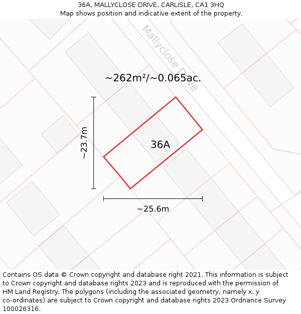 36A, MALLYCLOSE DRIVE, CARLISLE, CA1 3HQ: Plot and title map
