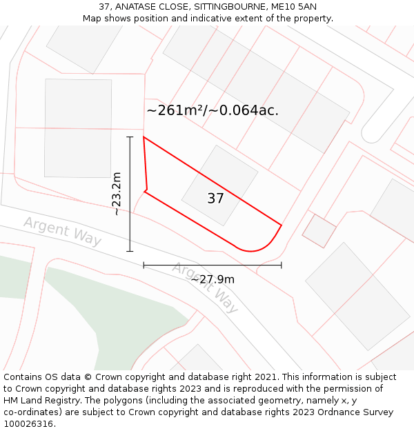 37, ANATASE CLOSE, SITTINGBOURNE, ME10 5AN: Plot and title map