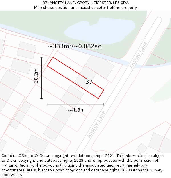 37, ANSTEY LANE, GROBY, LEICESTER, LE6 0DA: Plot and title map