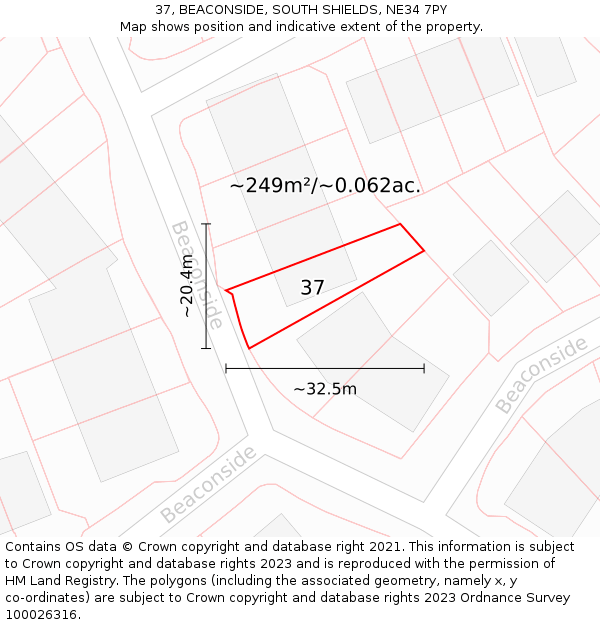 37, BEACONSIDE, SOUTH SHIELDS, NE34 7PY: Plot and title map