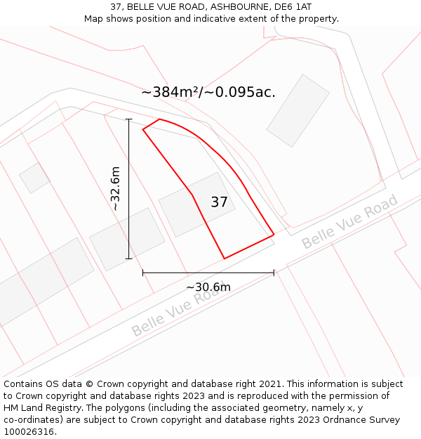 37, BELLE VUE ROAD, ASHBOURNE, DE6 1AT: Plot and title map