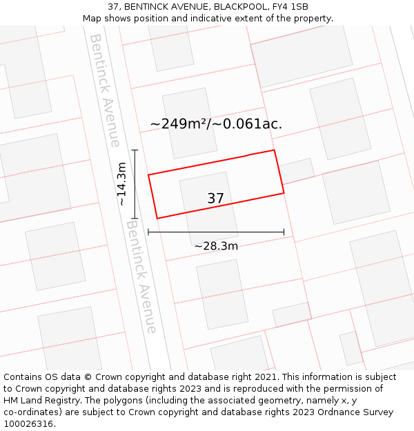 37, BENTINCK AVENUE, BLACKPOOL, FY4 1SB: Plot and title map