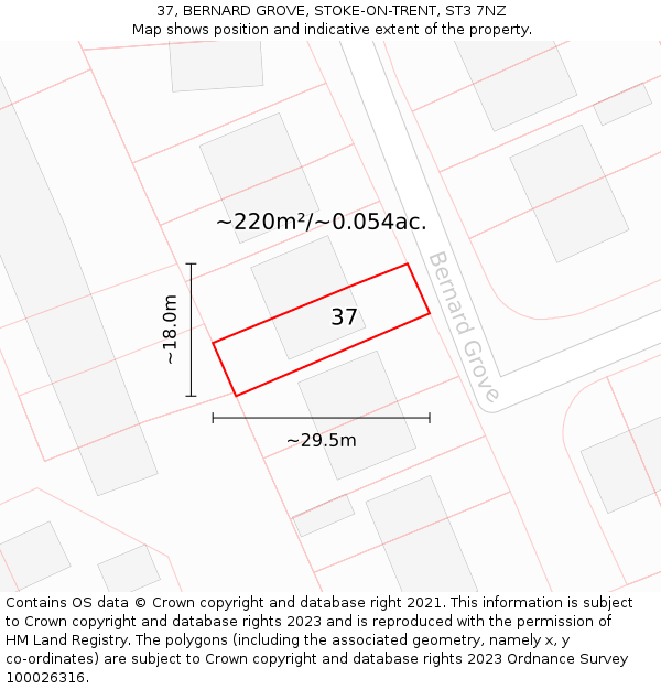 37, BERNARD GROVE, STOKE-ON-TRENT, ST3 7NZ: Plot and title map