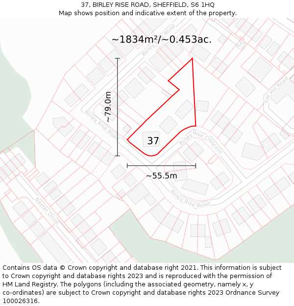 37, BIRLEY RISE ROAD, SHEFFIELD, S6 1HQ: Plot and title map
