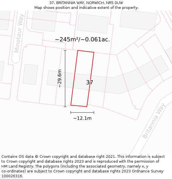 37, BRITANNIA WAY, NORWICH, NR5 0UW: Plot and title map