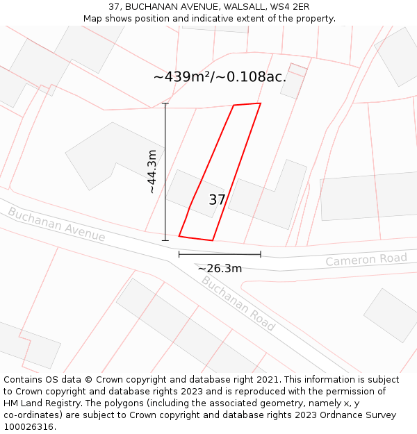 37, BUCHANAN AVENUE, WALSALL, WS4 2ER: Plot and title map
