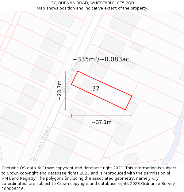 37, BURNAN ROAD, WHITSTABLE, CT5 2QB: Plot and title map