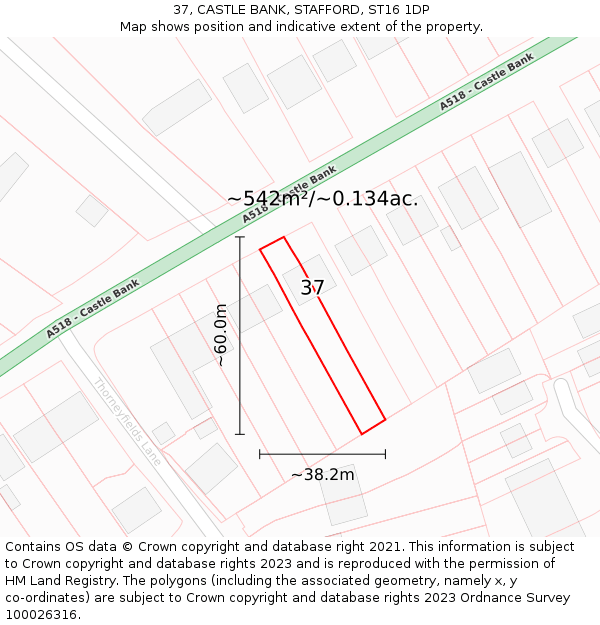 37, CASTLE BANK, STAFFORD, ST16 1DP: Plot and title map