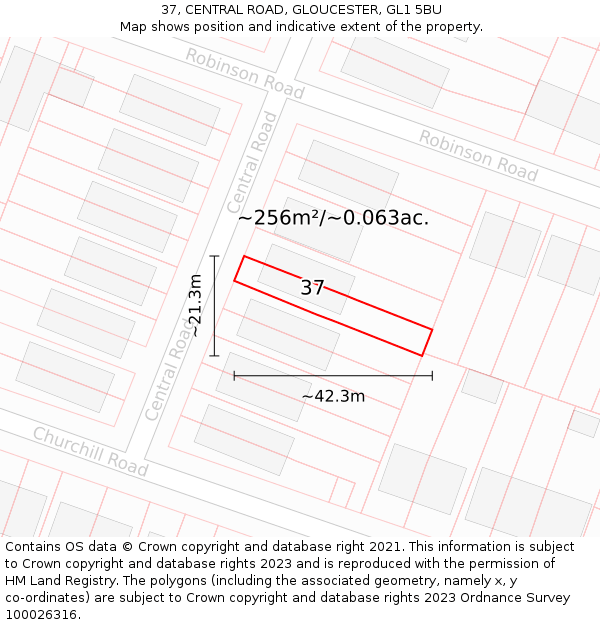 37, CENTRAL ROAD, GLOUCESTER, GL1 5BU: Plot and title map