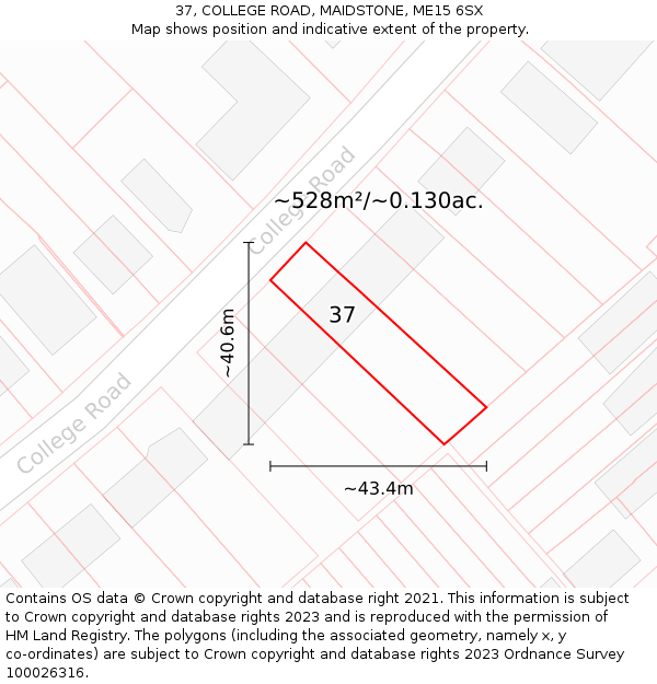 37, COLLEGE ROAD, MAIDSTONE, ME15 6SX: Plot and title map
