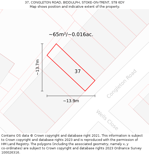 37, CONGLETON ROAD, BIDDULPH, STOKE-ON-TRENT, ST8 6DY: Plot and title map