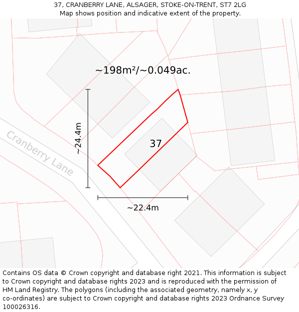 37, CRANBERRY LANE, ALSAGER, STOKE-ON-TRENT, ST7 2LG: Plot and title map