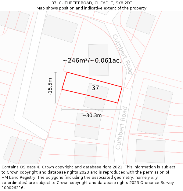 37, CUTHBERT ROAD, CHEADLE, SK8 2DT: Plot and title map