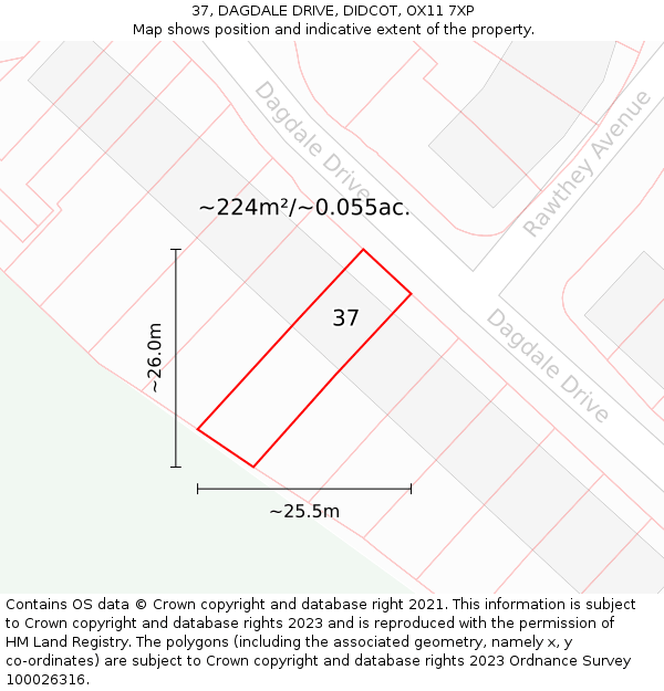 37, DAGDALE DRIVE, DIDCOT, OX11 7XP: Plot and title map
