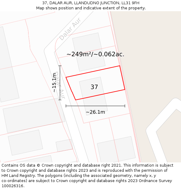37, DALAR AUR, LLANDUDNO JUNCTION, LL31 9FH: Plot and title map