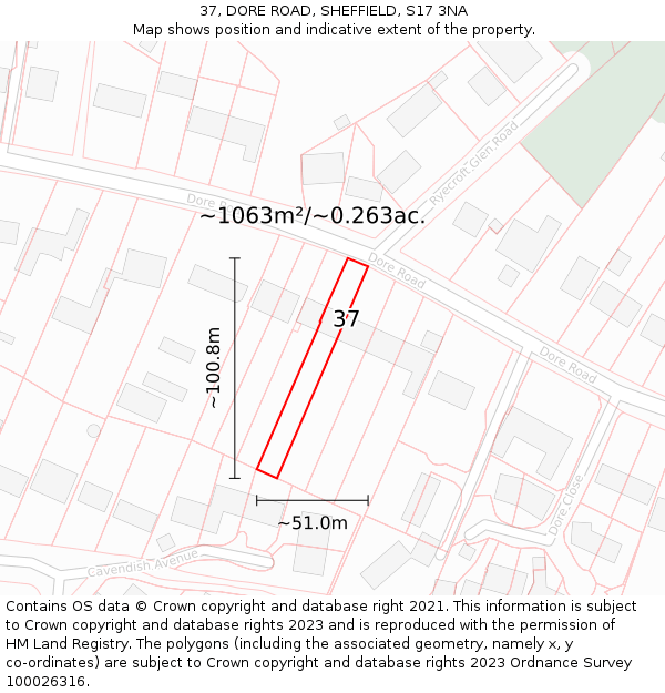 37, DORE ROAD, SHEFFIELD, S17 3NA: Plot and title map