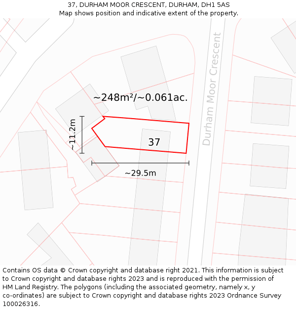 37, DURHAM MOOR CRESCENT, DURHAM, DH1 5AS: Plot and title map