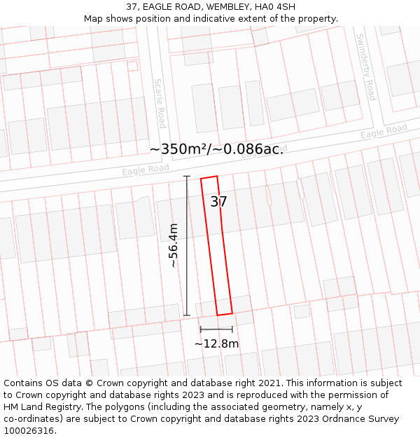 37, EAGLE ROAD, WEMBLEY, HA0 4SH: Plot and title map