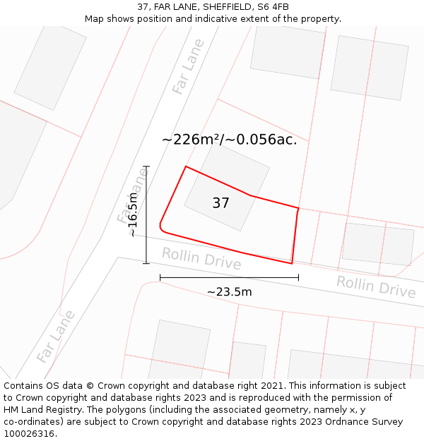 37, FAR LANE, SHEFFIELD, S6 4FB: Plot and title map